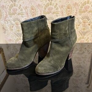 Rag & Bone Newbury Boot Suede Boots Stacked Heel Green 39 9 Western Boho